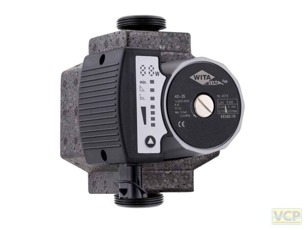 Pumpe WITA Delta TOP 40-25 PWM, L=180 mm, DN 25, G 6/4", 4 m (H), 230V