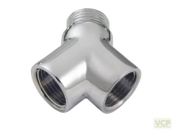 Y-Doppelanschluss Messing chrom 1/2" 1xAg 2xIg