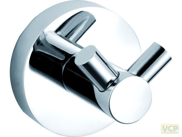 Handtuchhaken doppelt Serie gamma_300 mit Wandbefestigung, in chrom