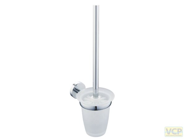 WC-Bürstengarnitur Serie gamma_300 mit Wandhalter, Wandbefestigung, Glas satiniert, Griff in chrom