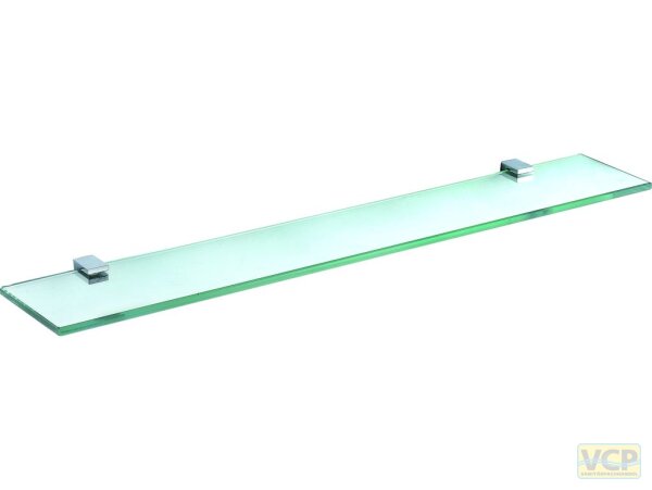 Glasablage Serie gamma_300 mit Wandbefestigung, Länge 600 mm, Glas satiniert, Halter in chrom