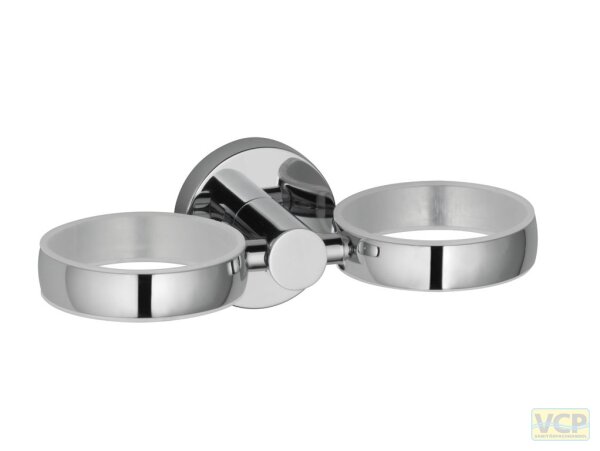 Doppelglaswandhalter Serie gamma_300 mit Wandbefestigung, ohne Glas, in chrom