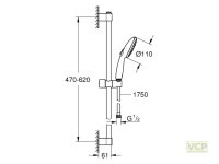 GROHE Brausestangenset Tempesta 110 600mm 3 Strahlarten...