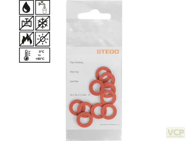 Fiber Dichtung 30 x 38 x 2 mm für Überwurfmutter 5/4" im Armaturenbereich, Inhalt pro Tüte: 5 Stk