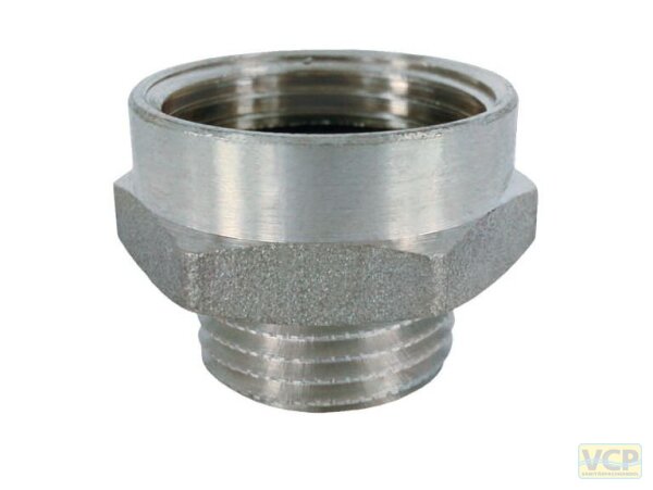 Reduzierstück Ig flachdichtend Messing chrom 3/8" Ag x 1/2" Ig