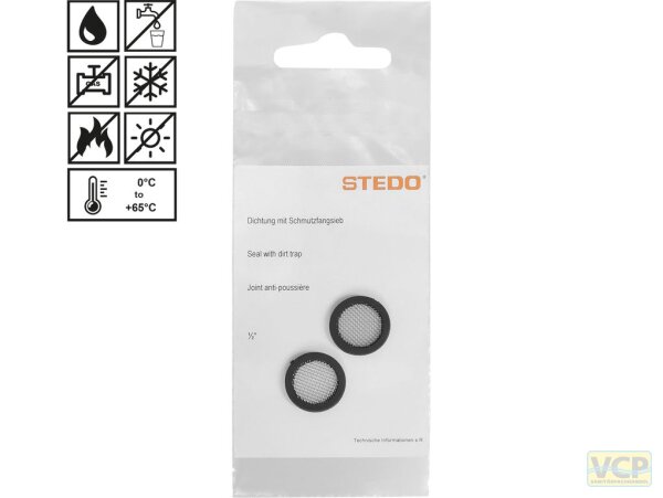 Dichtungen mit Schmutzfangsieb für Überwurfmutter 3/4" im Armaturenbereich, Inhalt pro Tüte: 2 Stk