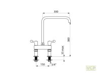 Delabie Zweigriffmischer für Zweiloch-Standmontage -...