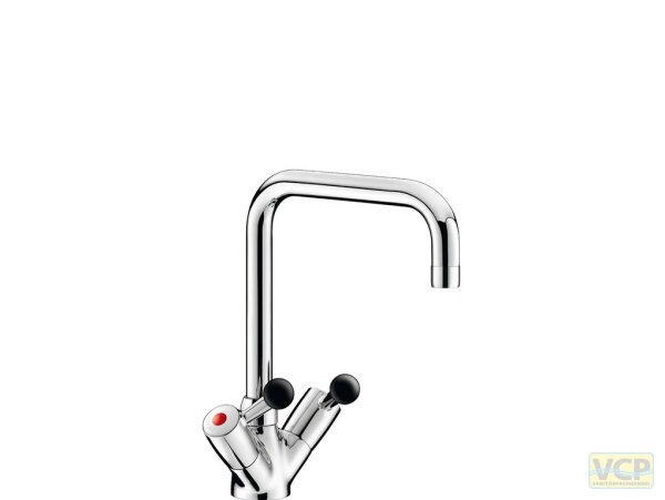 Delabie Zweigriffmischer für Einloch-Standmontage - 45 l/min, Schwenkauslauf D22 L200 H195mm