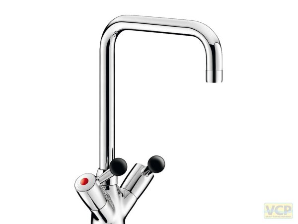 Delabie Zweigriffmischer für Einloch-Standmontage - 45 l/min, Schwenkauslauf D22 L300 H190mm