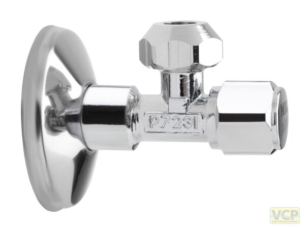 NIL Eckventil mit Ihrem Logo, 1/2" x 1/2", mit Quetschverschraubung NILplus forte 10mm