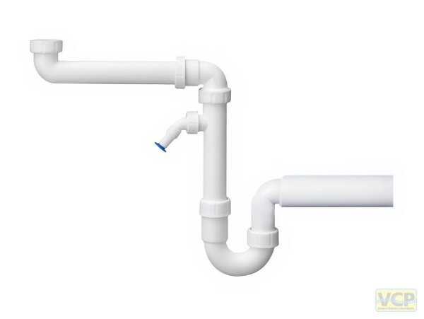 PP-Raumsparsiphon 6/4" DN 40, mit einem Geräteanschluss, weiss,nach DIN EN 274