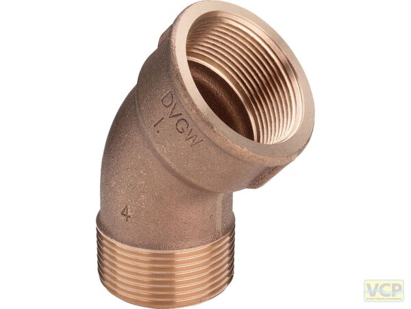 Winkel Rotguss blank 45° 3/8" Ig x Ag