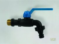 Polyamid-Kugelauslaufventil 1/2" mit Steckkupplung