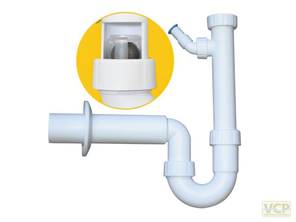 Kugelverschluss-Siphon 5/4" & 6/4" DN50 mit Geräteanschluss für Spülen