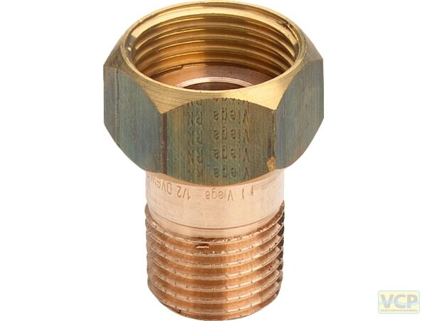 Rohrverschraubung Rotguss blank 3/4" Ag x 1" ÜM flachdichtend inkl. Dichtung