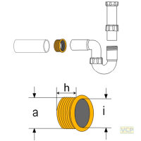 Gummi-Nippel für PE-HD-Rohre DN50/40 45x37mm / 3245