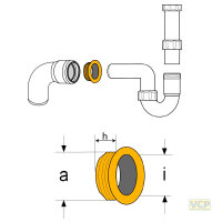 Gummi-Nippel für HTS-Rohre (HT-Siphons) DN50/40...