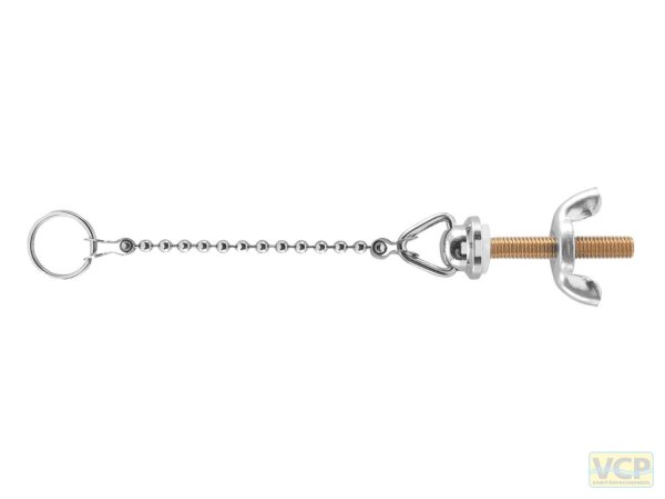 Kettenhalter Messing chrom M5 x 30mm inkl. Kugelkette 30cm