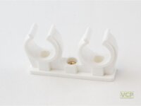 Rohr-Clip doppelt 20/22mm mit Messing Gewinde-Hülse