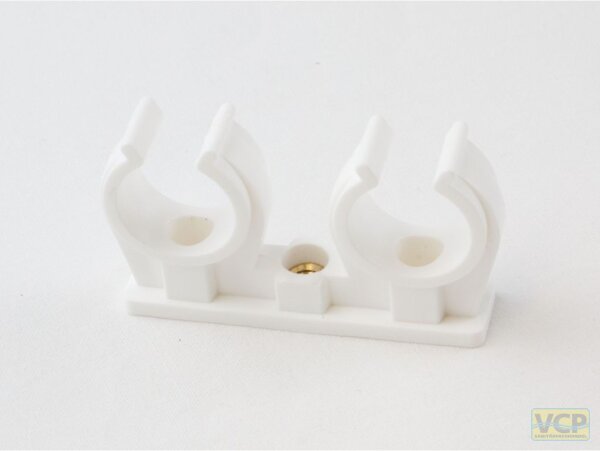 Rohr-Clip doppelt 28mm mit Messing Gewinde-Hülse