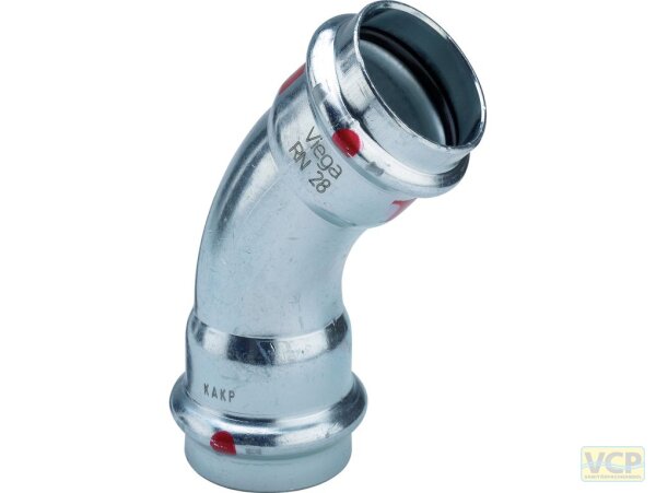 Viega Bogen 45 Grad mit SC Prestabo 1126 in 28mm Stahl verzinkt