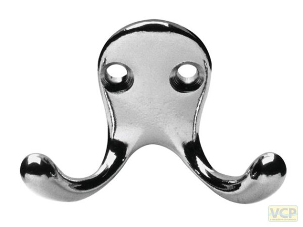 Haken doppelt Messing chrom