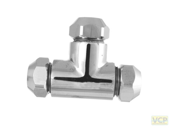 Kupplung T-Stück 3x 1/2"x10mm QV verchromt