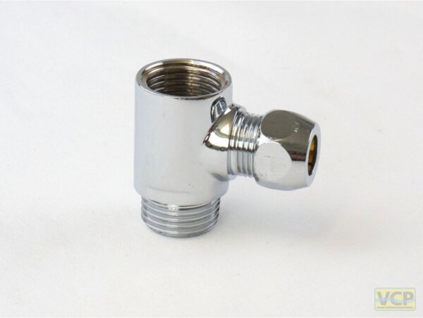T-Stück 1/2" Ig x Ag x 10mm QV verchromt
