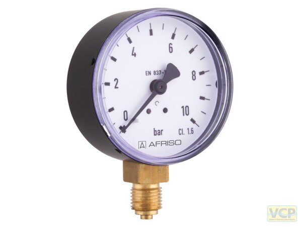 Manometer 0 - 10bar Ø 63mm 1/4"Ag unten