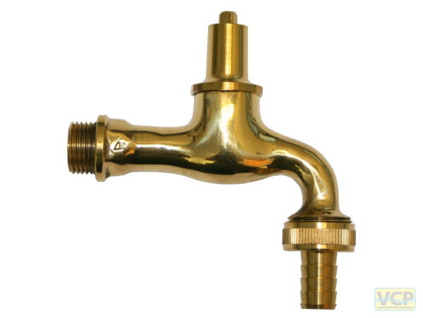 Auslaufventil 1/2" mit Steckschlüsseloberteil Messing blank poliert inkl. 1x Schlüssel