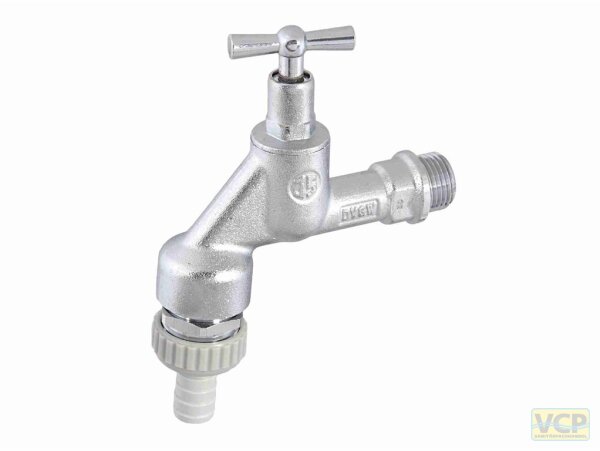 Auslaufventil Nr.3 1/2" matt chrom mit Rohrbelüfter und Rückflussverhinderer