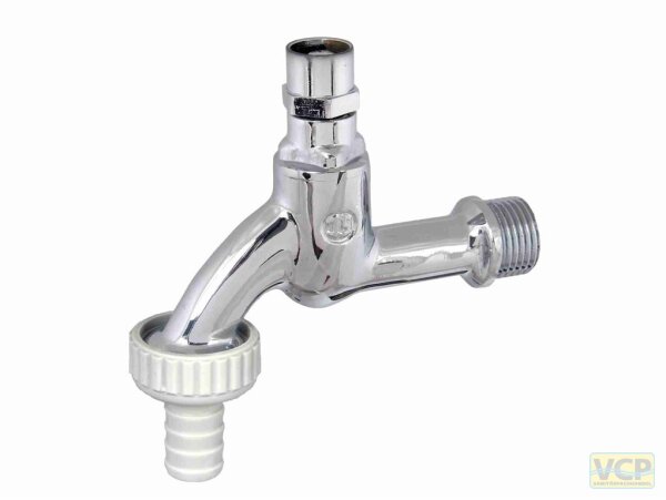 Auslaufventil 1/2" mit Steckschlüsseloberteil chrom poliert inkl. 1x Schlüssel