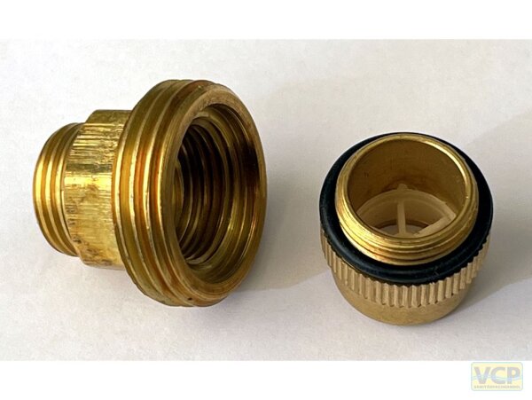 Verschraubung mit Perlator für Drachenkopf