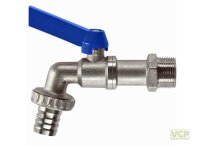 Kugel-Auslaufventil 1/2" matt verchrom blauer Griff