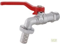 Kugel-Auslaufventil 3/4" matt verchromt roter Griff