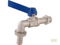 Kugel-Auslaufventil 3/4" matt verchromt blauer Griff