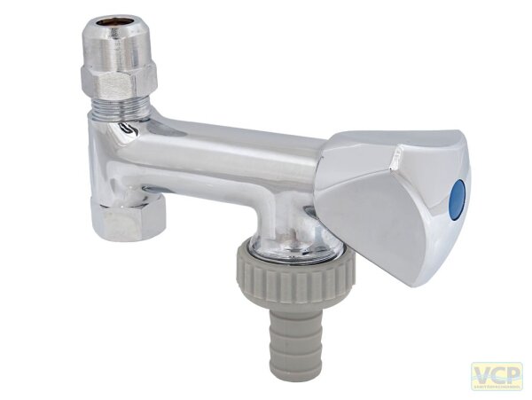 GA-Ventil Eckfix 3/8" verchromt mit RV Schlauchanschluss 3/4"
