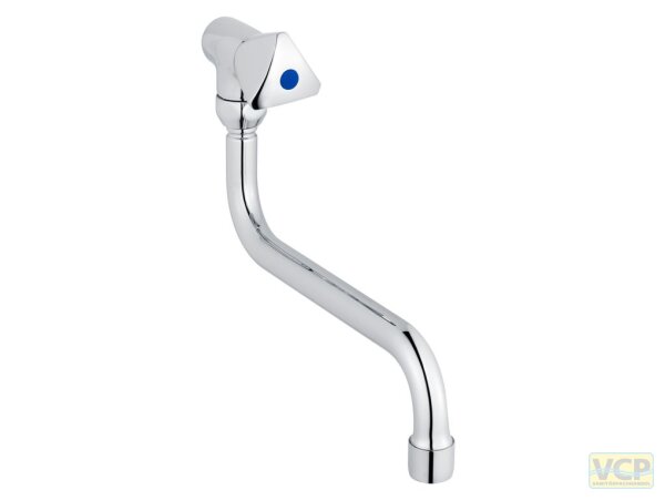 SH Wandschwenkventil Serie classic-line_2 mit Trianon Griff kalt, schwenkbarem S-Rohrauslauf, Ausladung 200 mm, Tiefe bis Strahlregler 143 mm, 1/2", in chrom