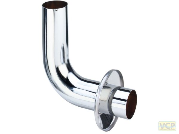 Siphonrohr-Bogen 32 x 100 x 100 verchromt mit Rosette