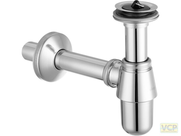 Flaschen-Siphon 5/4" Messing chrom mit Ventil