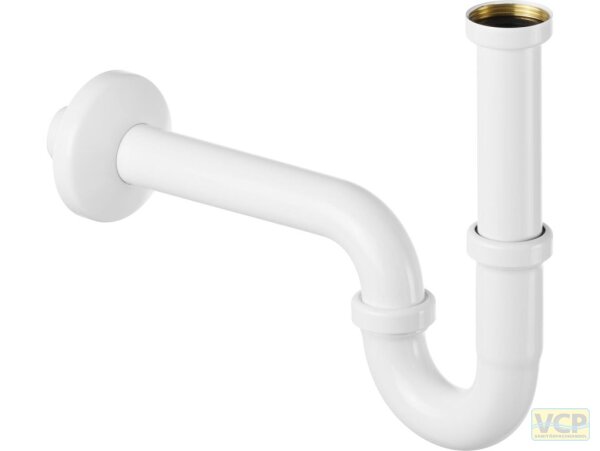 Röhren-Siphon 5/4" Messing reinweiß=RAL 9010