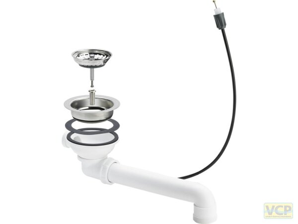 Ablaufventil 6/4" für Spülen mit 90mm Ablaufloch, mit Bowdenzug ohne Drehgriff