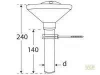Trichter 40 x 245 mm mit Verstellrohr und Halterung