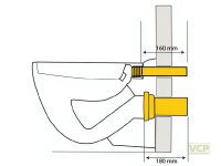 PE-Wand-WC-Anschlussgarnitur DN110 mit U-Scheibe und Deckkappen chrom