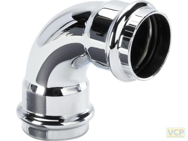 Bogen 90° 32mm verchromt aus Kupfer