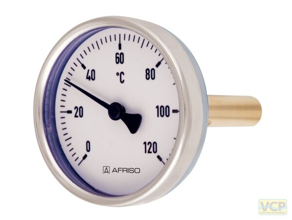 Bimetallzeigerthermometer Typ 2 Ø80mm 1/2" Länge 150mm mit Messingtauchhülse