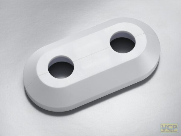 Doppelrosette "München" Verkerhrsweiß Ø18mm Lochabstand 50mm