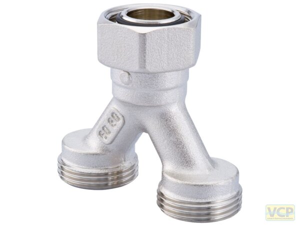 Y-Stück mit 2 x Eurokonus 3/4" Überwurfmutter 3/4"
