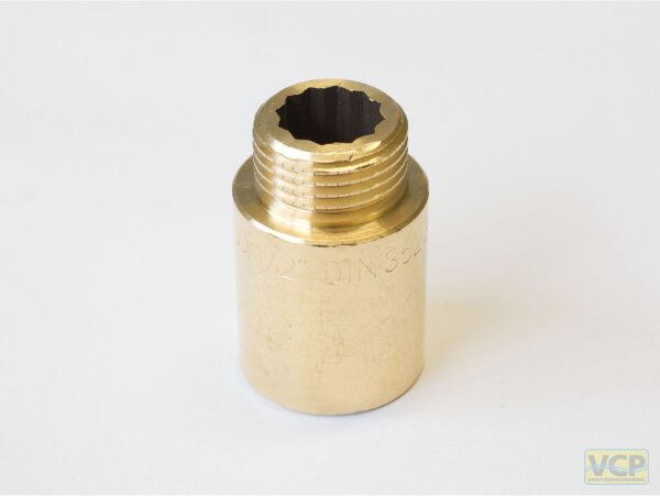 Hahnverlängerung Messing blank 1/2" x 25mm