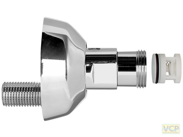 Exzenter-Anschluss absperrbar 1/2" x 3/4" chrom ±17mm L=100mm mit RV